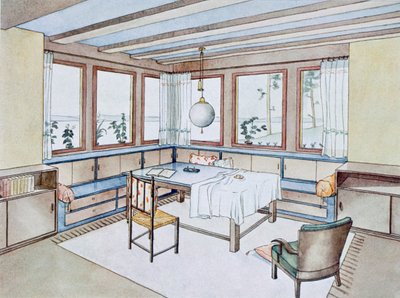 Part of a living room, from Modern Interiors in Colour, published by Julius Hoffman, Stuttgart by W. Schneider